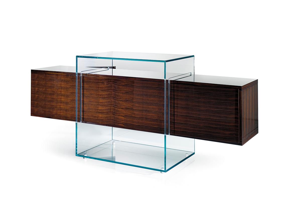 KUBO Wood and glass sideboard with flap doors