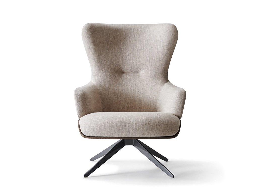 KENSINGTON Wing fabric armchair with armrests
