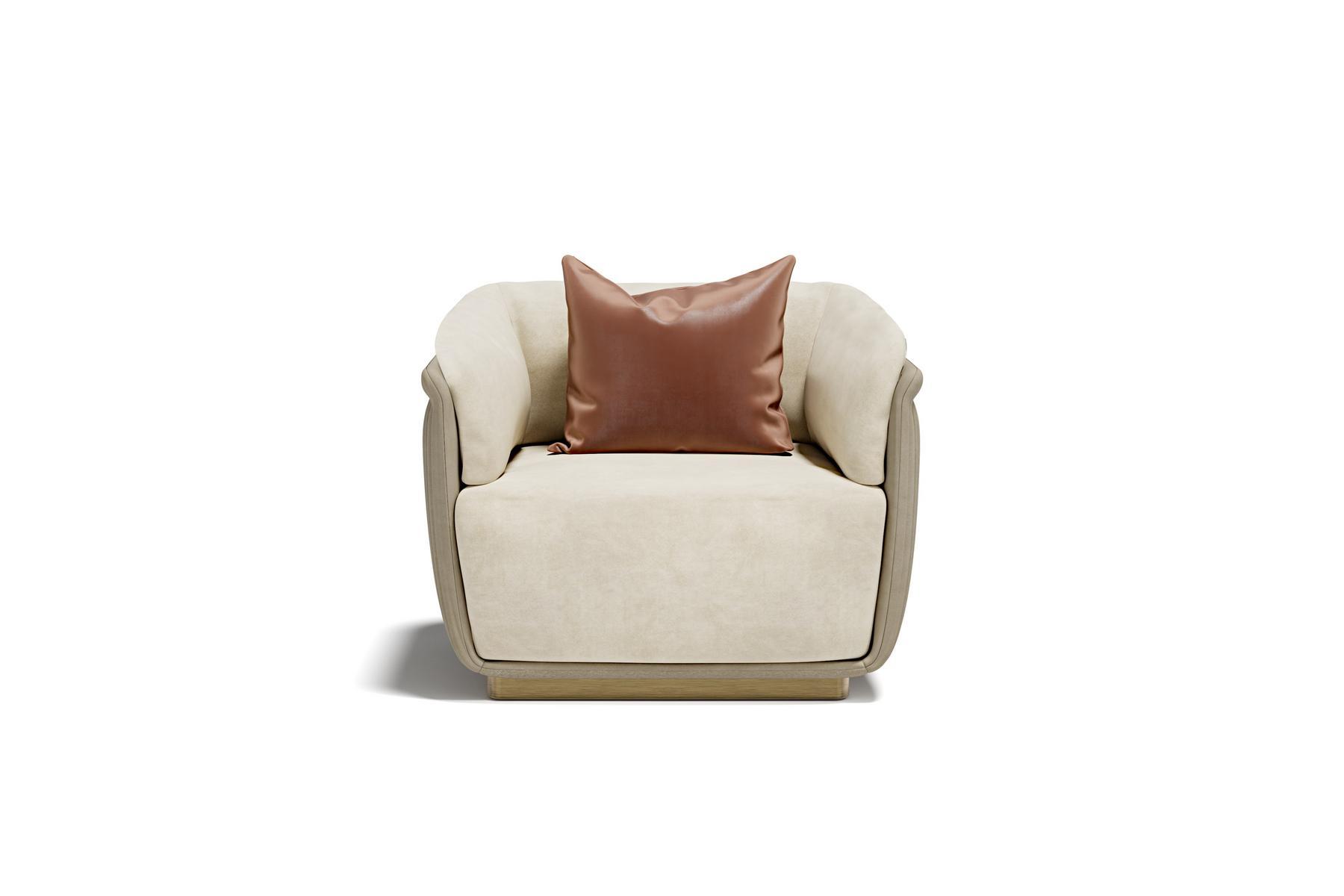 ALLURE Upholstered fabric armchair with armrests