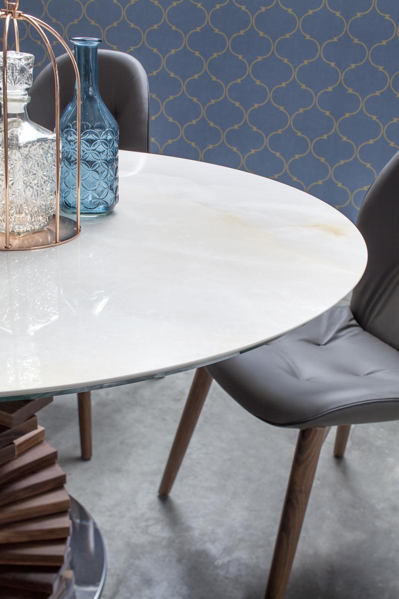 BIG FIRENZE Oval porcelain stoneware table with oak base