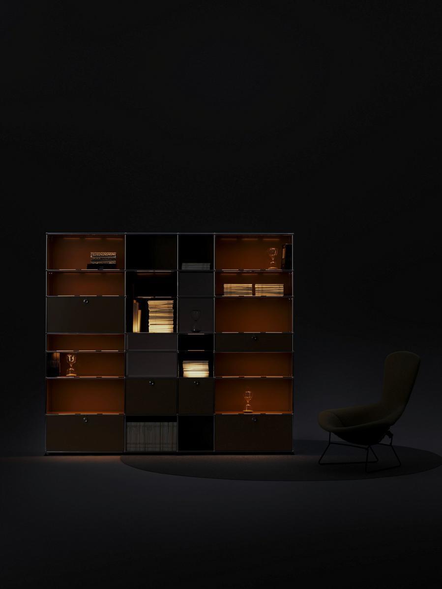 HALLER E Modular shelving unit with built-in lights