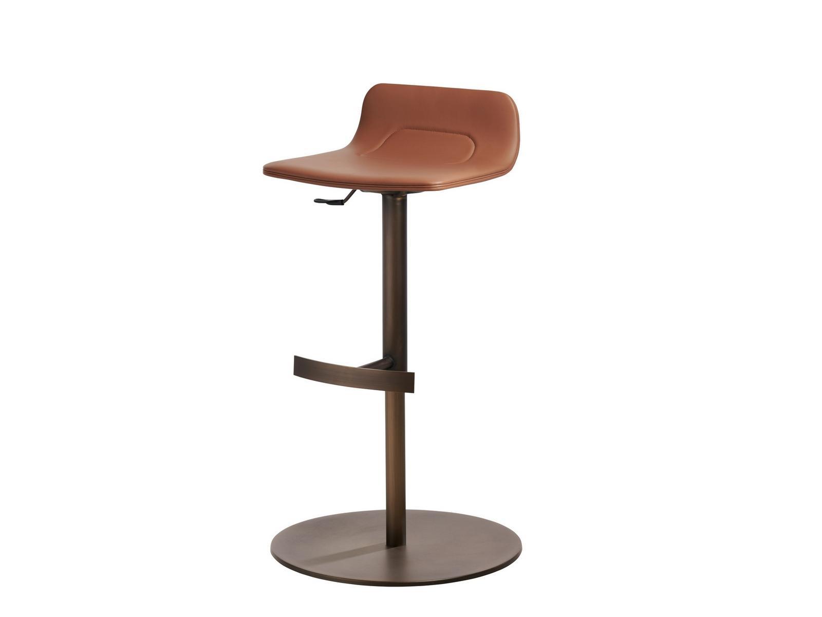 TORSO Contemporary style height-adjustable high leather stool with gas lift