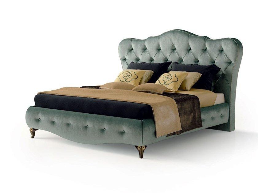 5189 Velvet king size bed with upholstered headboard