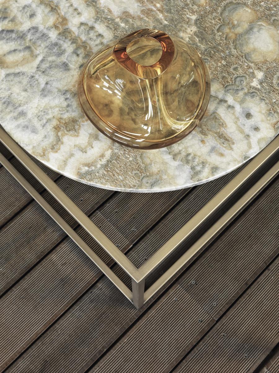 NORREBRO Low square onyx and metal coffee table