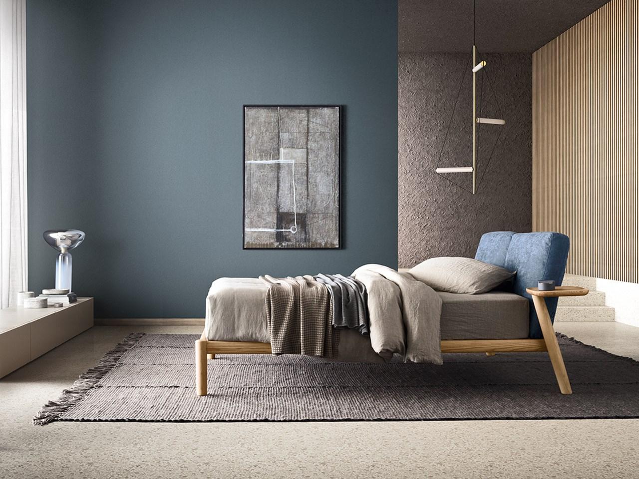 DIONISIO Solid wood bed with integrated nightstands