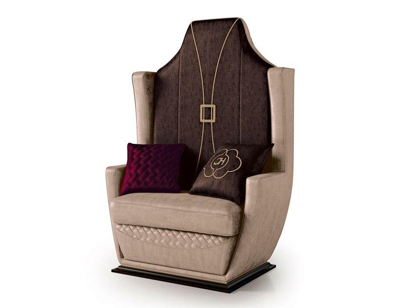 7012 High-back velvet armchair with armrests