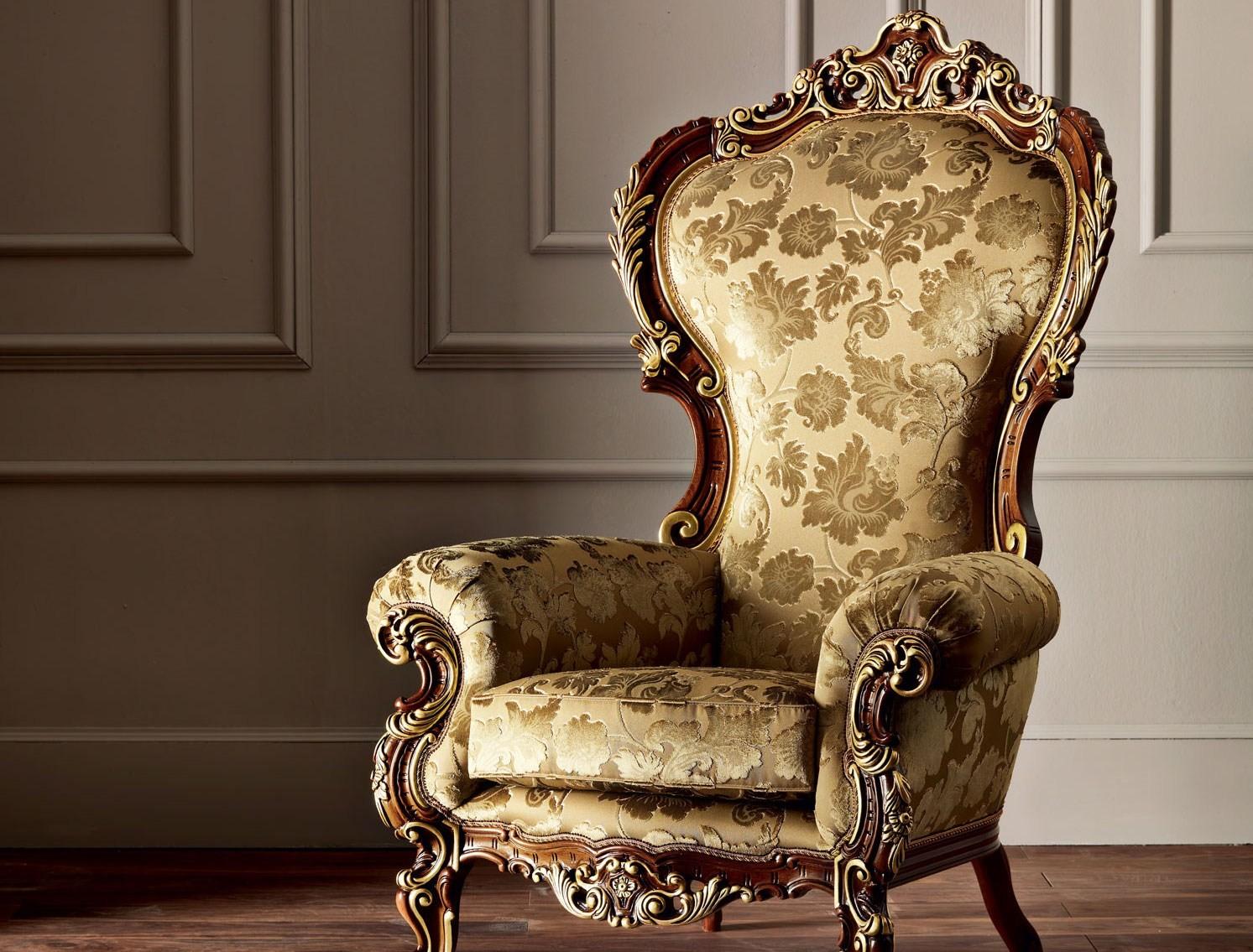 11421 Upholstered fabric armchair with armrests