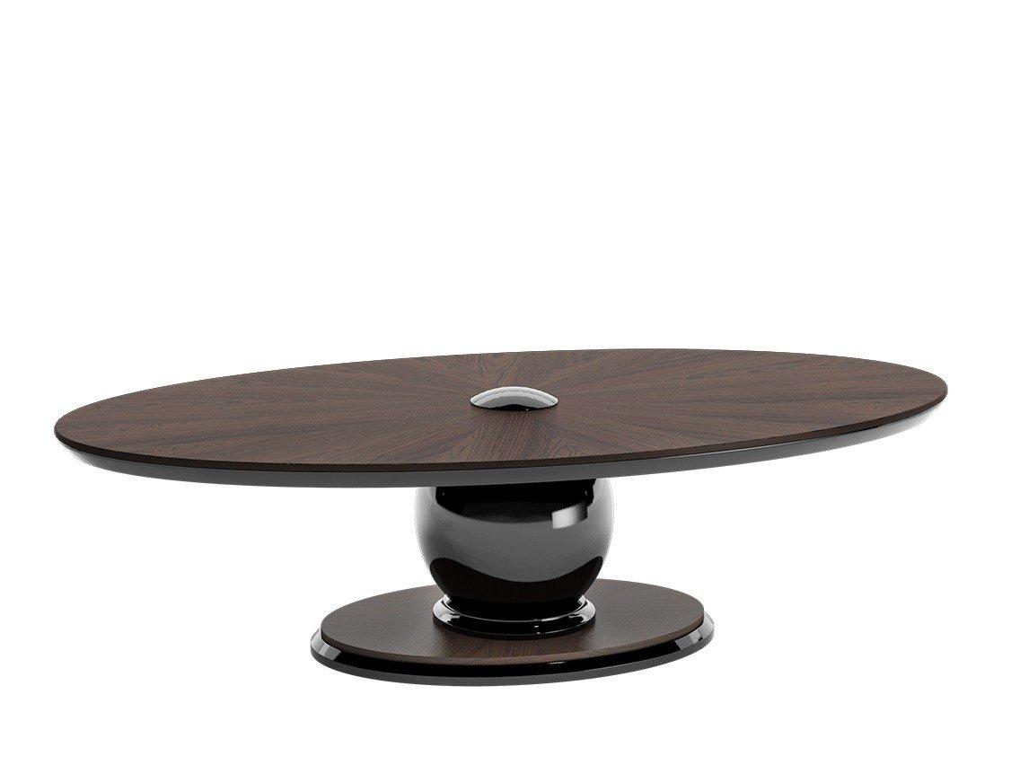 KOVAL Low oval wooden coffee table