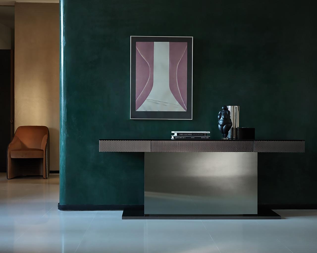 LUDUS Rectangular metal console with drawers