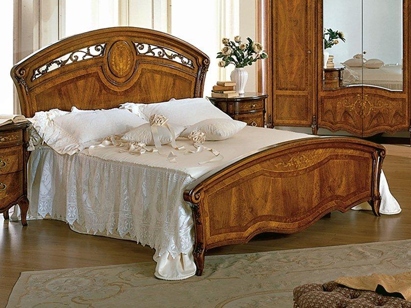 REGGENZA Wood veneer double bed with high headboard