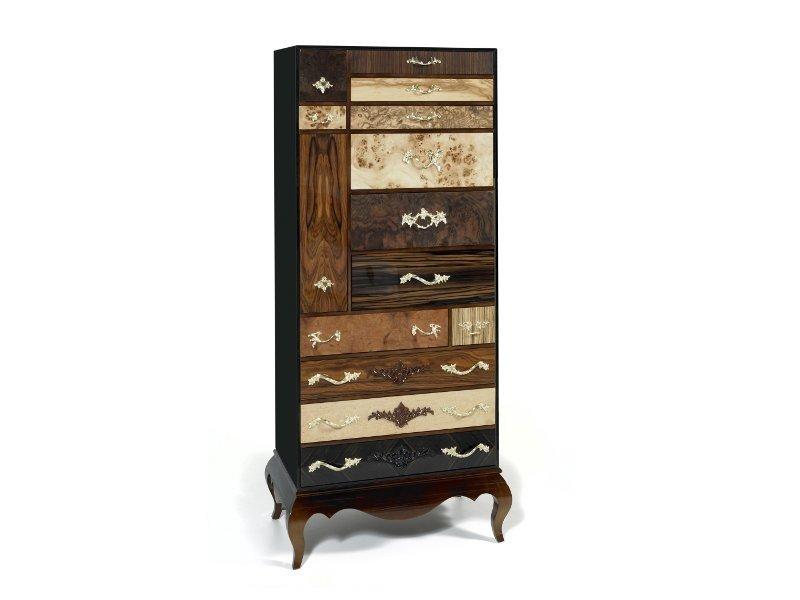 QUEENS Wood veneer chest of drawers