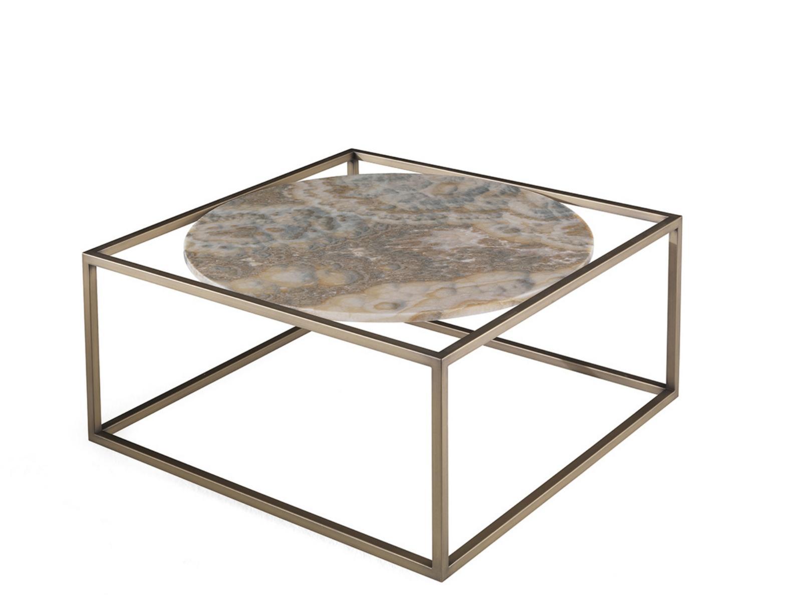 NORREBRO Low square onyx and metal coffee table