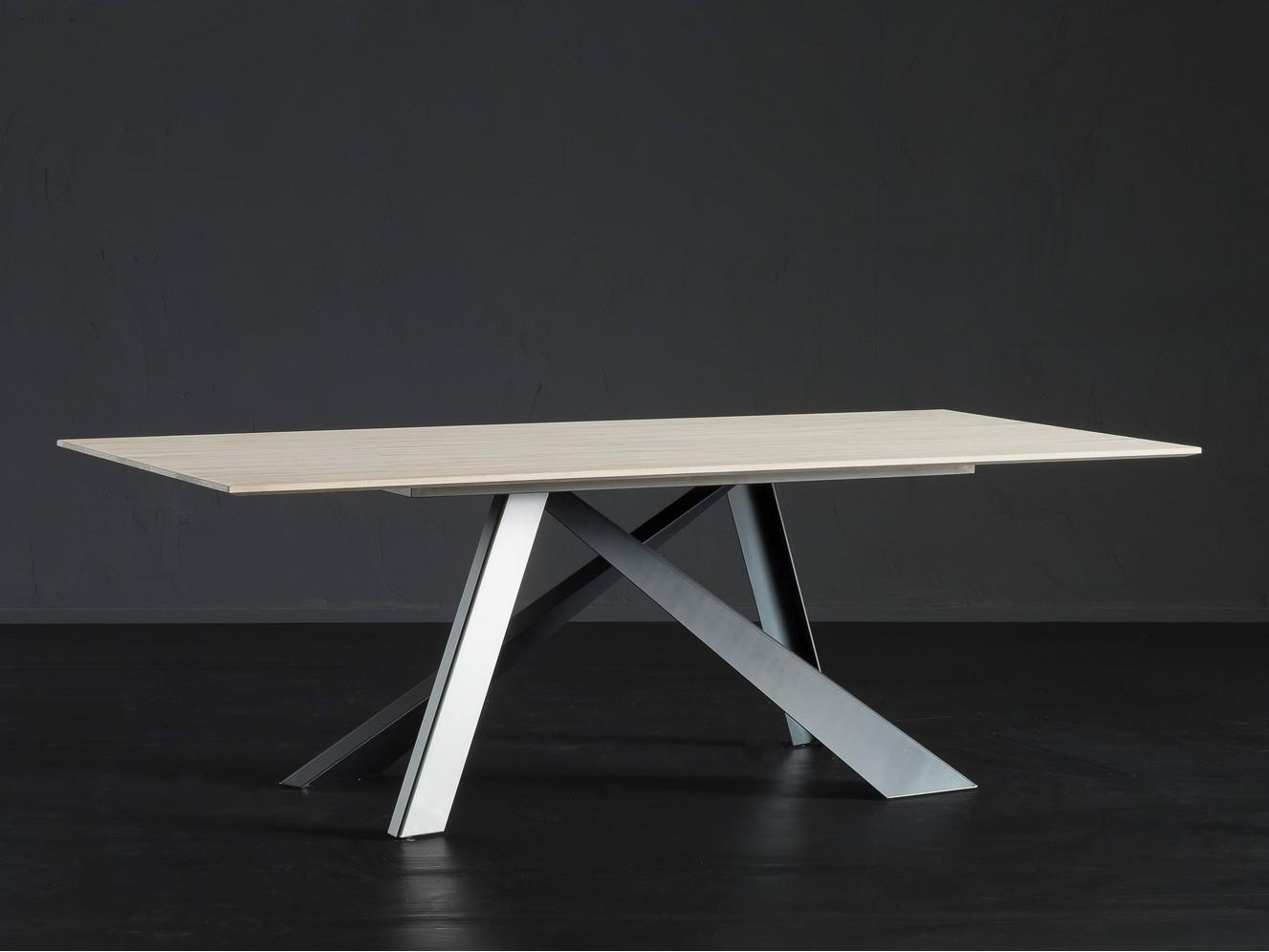 BARCELLONA + METAL Rectangular oak dining table