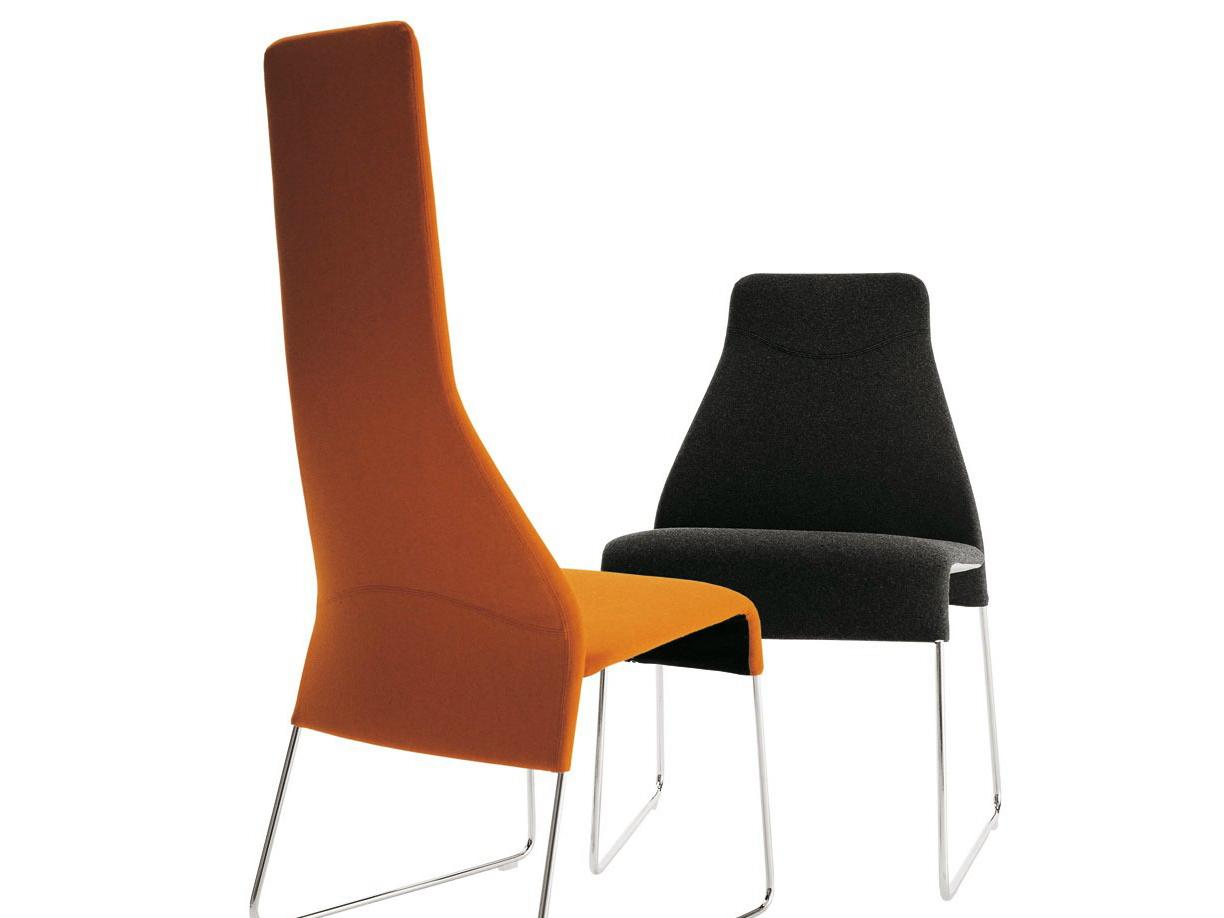 LAZY '05 Sled base high-back fabric chair