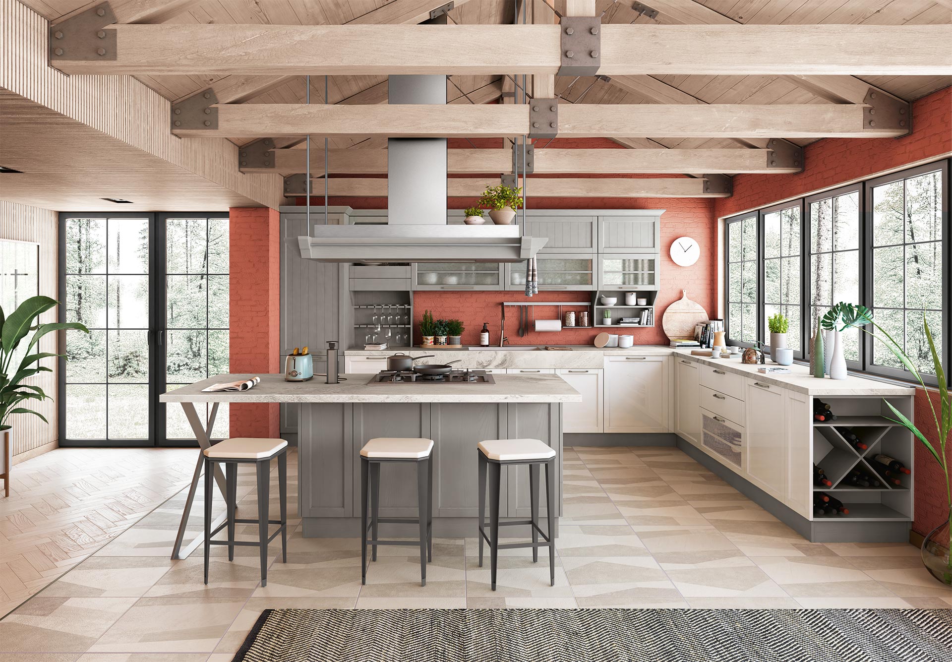 Lacquered kitchen with handles Creo kitchens Contempo