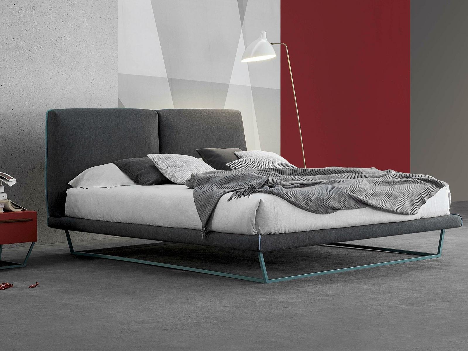 AMLET Double bed with upholstered headboard