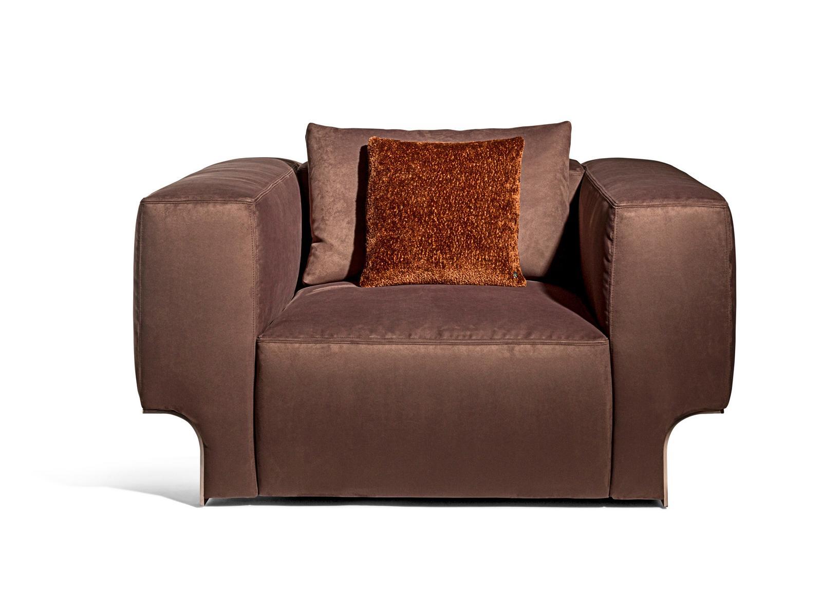 DOUGLAS Upholstered fabric armchair with armrests