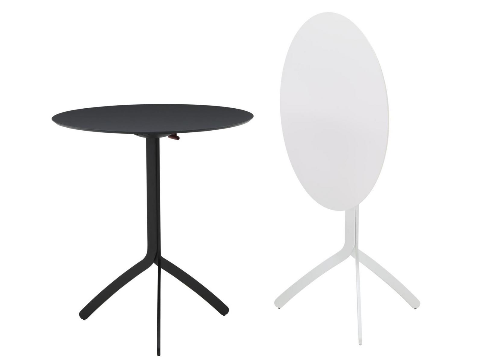 NOOMI Round drop-leaf steel and wood table