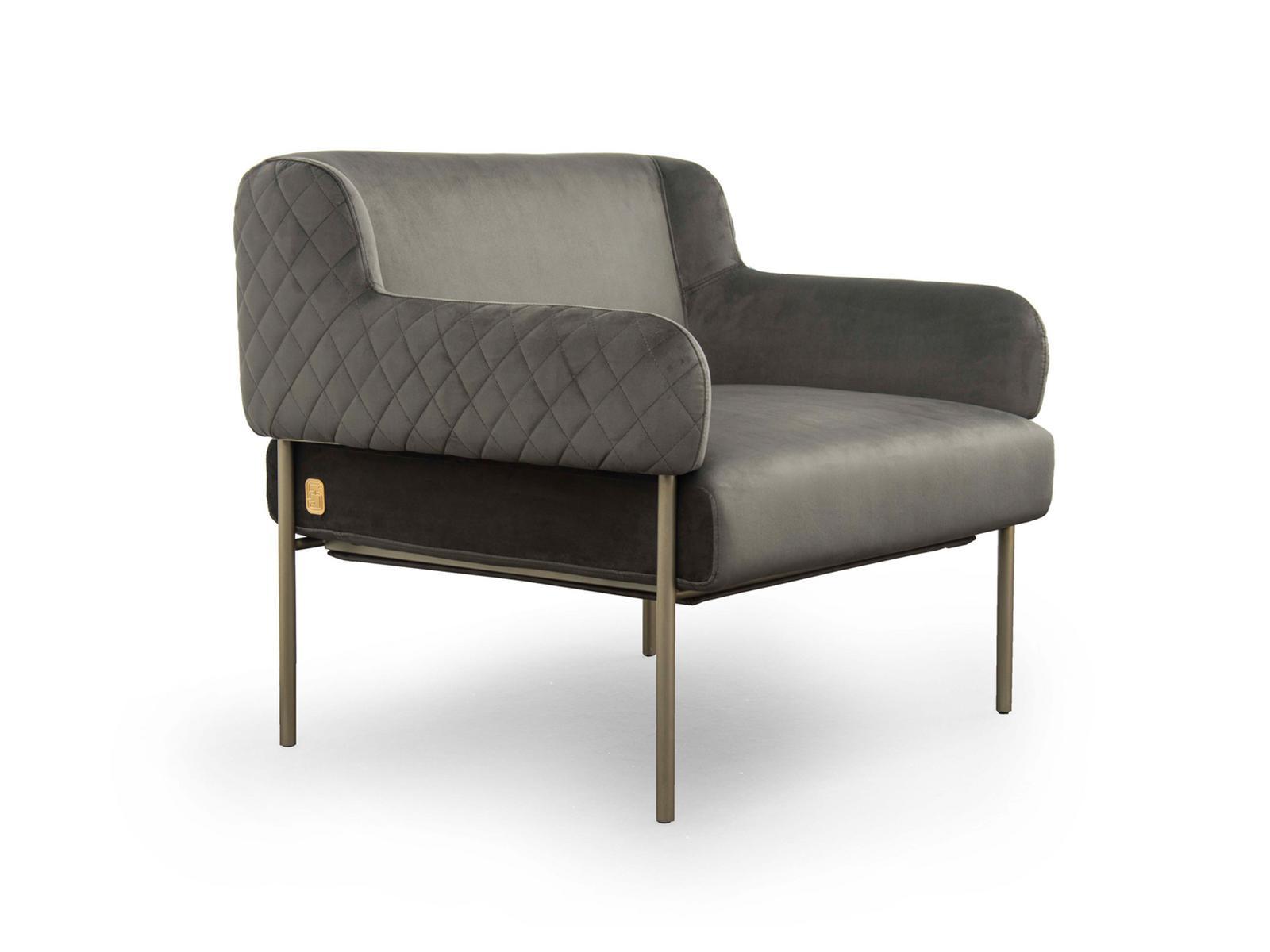 GINEVRA Velvet armchair with armrests