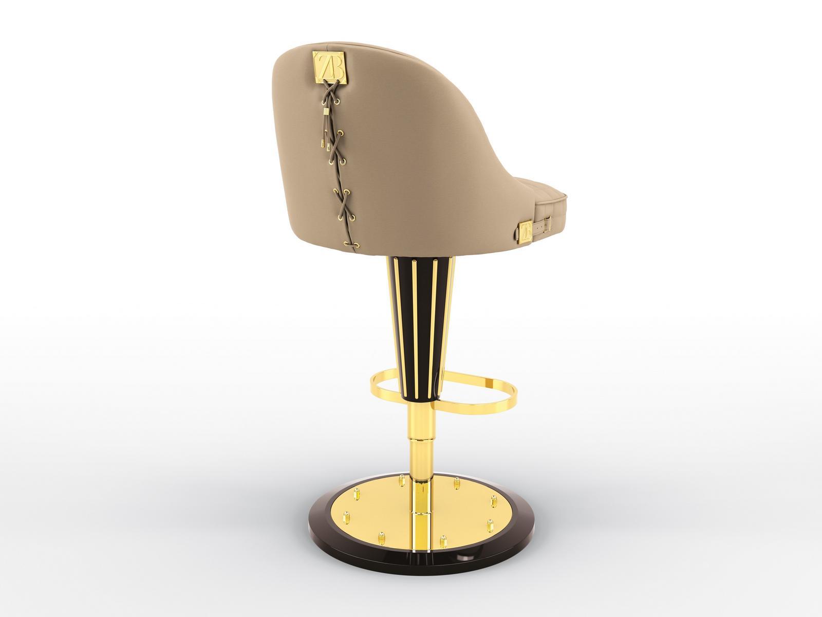 OPHELIA High leather barstool with back