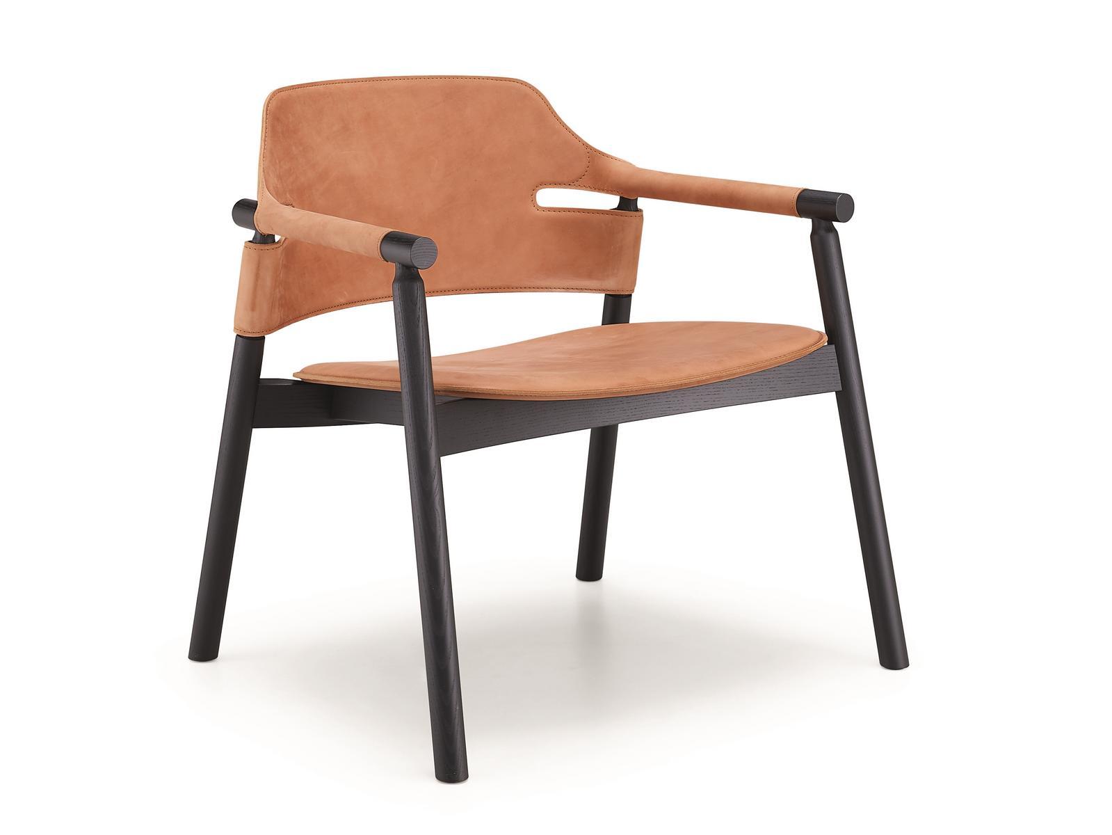 SUITE ATT Tanned leather armchair with armrests