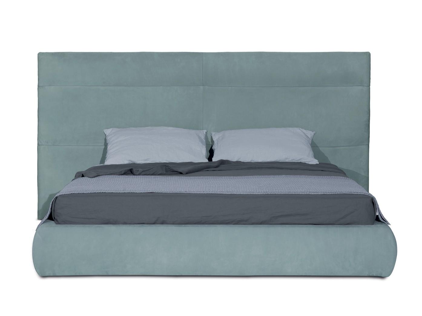 COUCHE Upholstered leather bed with high headboard