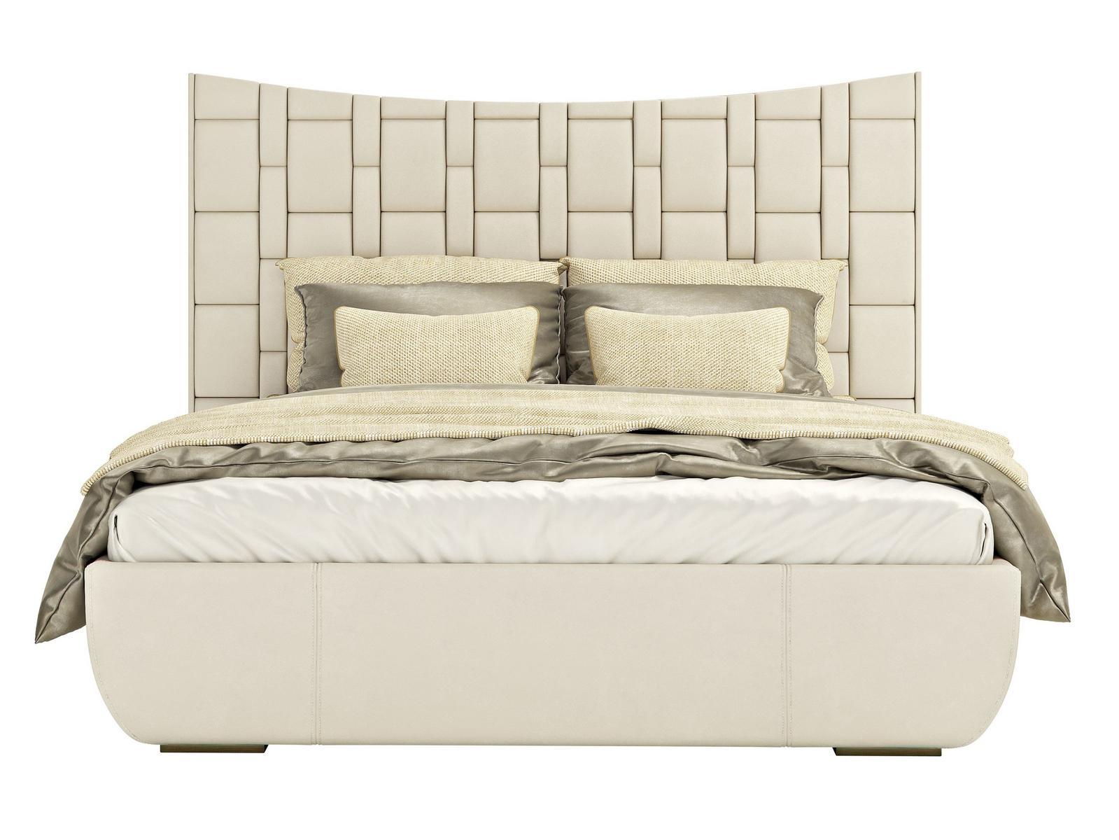 JUBILEE L Leather king size bed with upholstered headboard