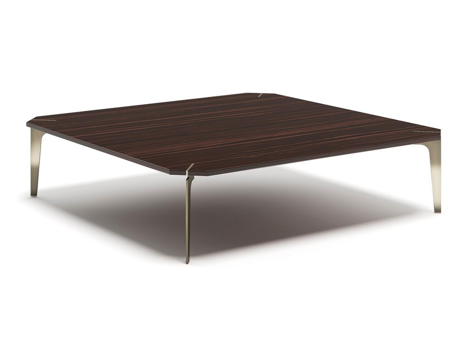 ECLECTIC Q Low square steel and wood coffee table