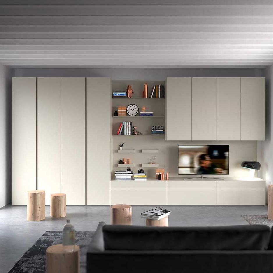 GO UP Modular lacquered wardrobe with coplanar doors