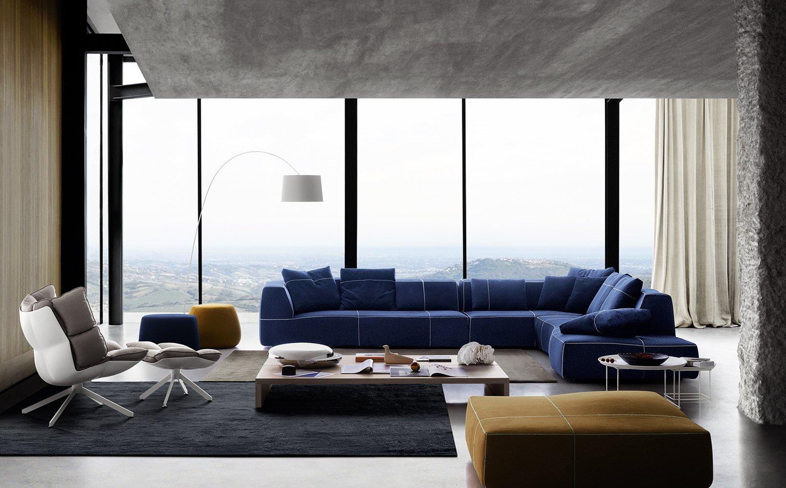 BEND Upholstered fabric pouf