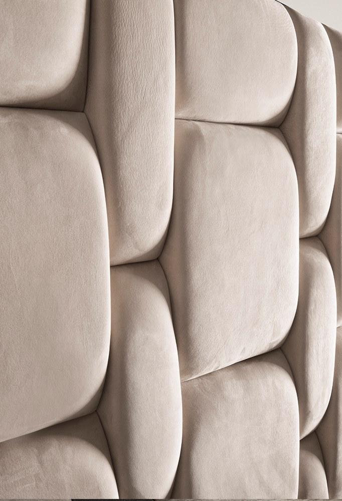 JUBILEE XL Leather king size bed with upholstered headboard