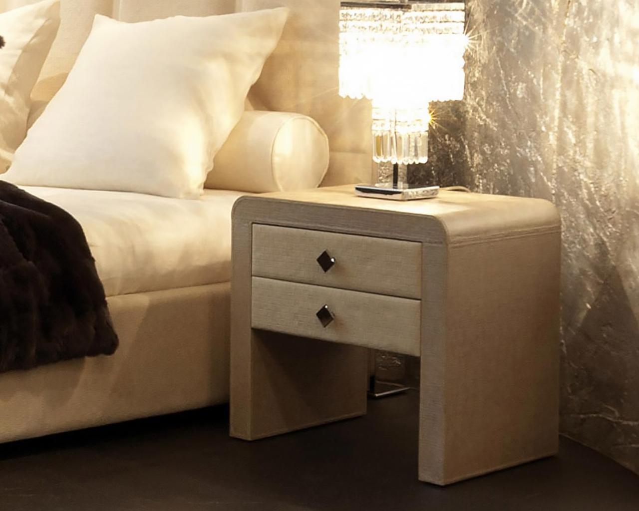 REKO Nabuk bedside table in a luxury style with drawers