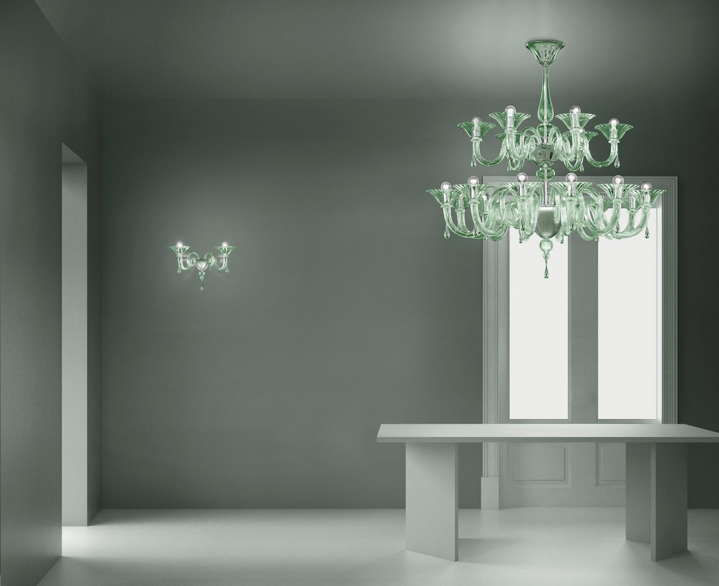 DOLFIN Blown glass wall lamp with crystals