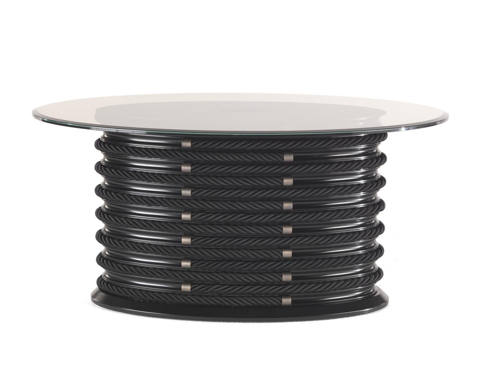 BRICK LANE Oval wood and glass coffee table