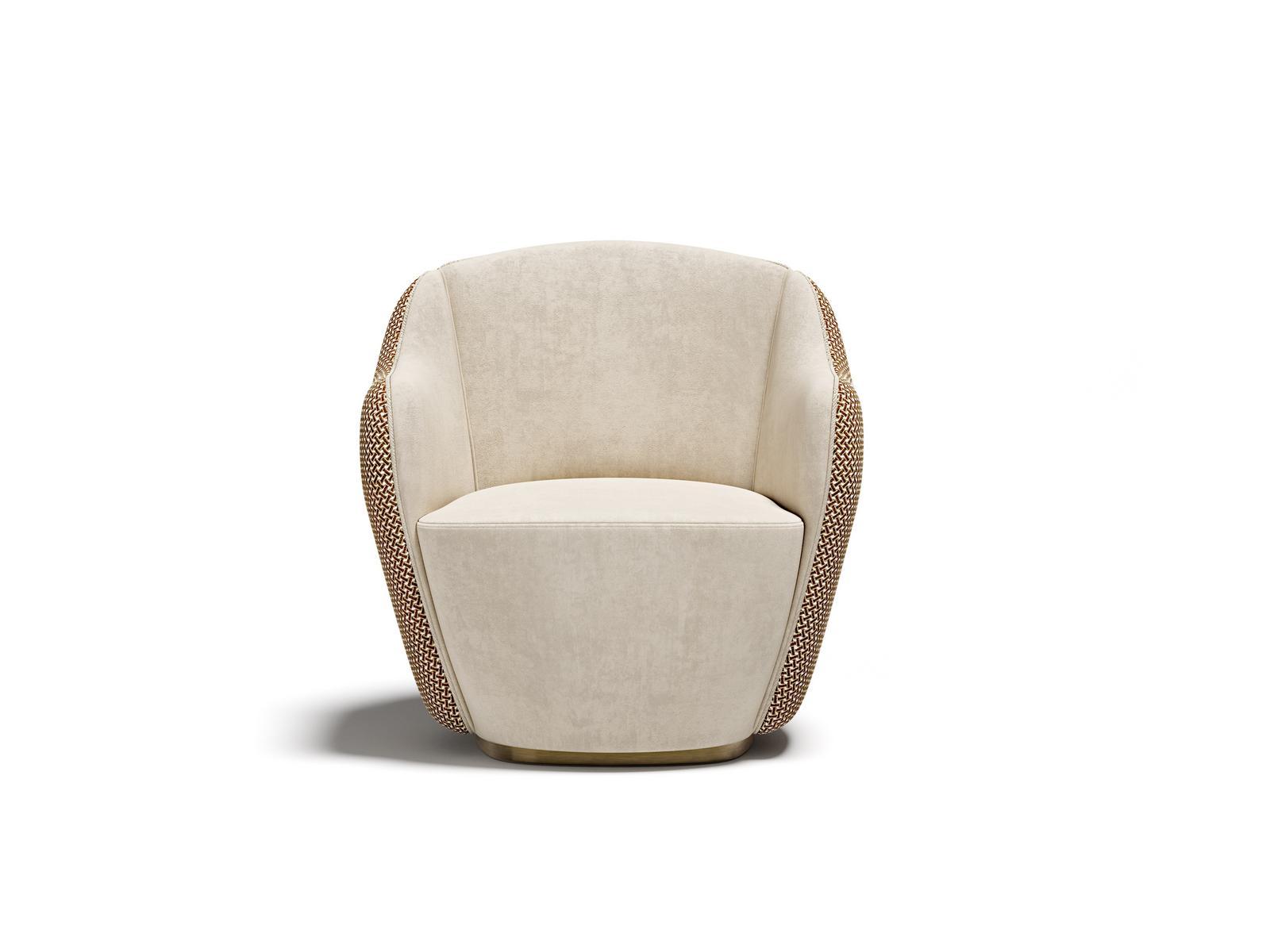 AUDREY M Upholstered fabric armchair with armrests