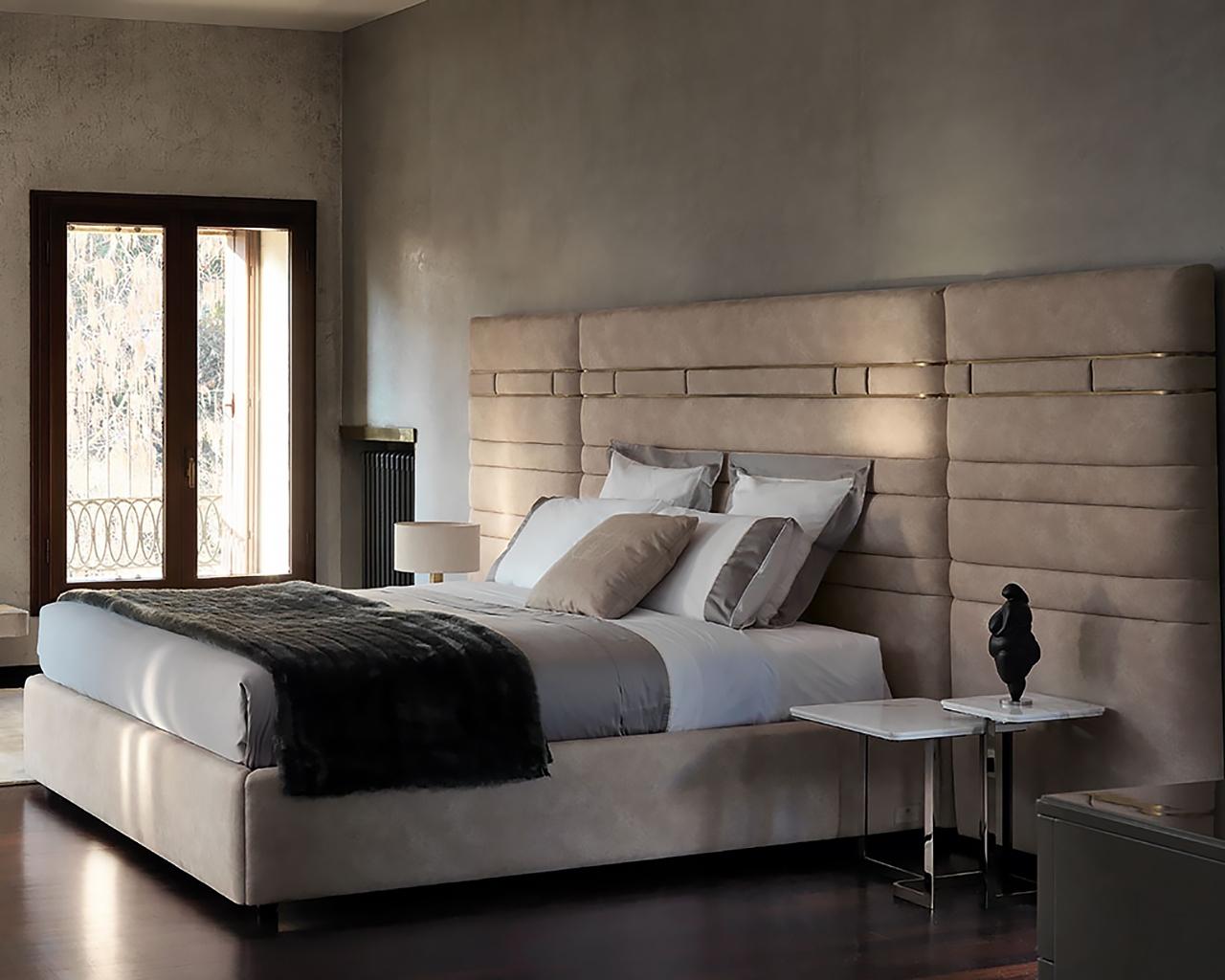 ZIGGY Fabric bed with upholstered headboard