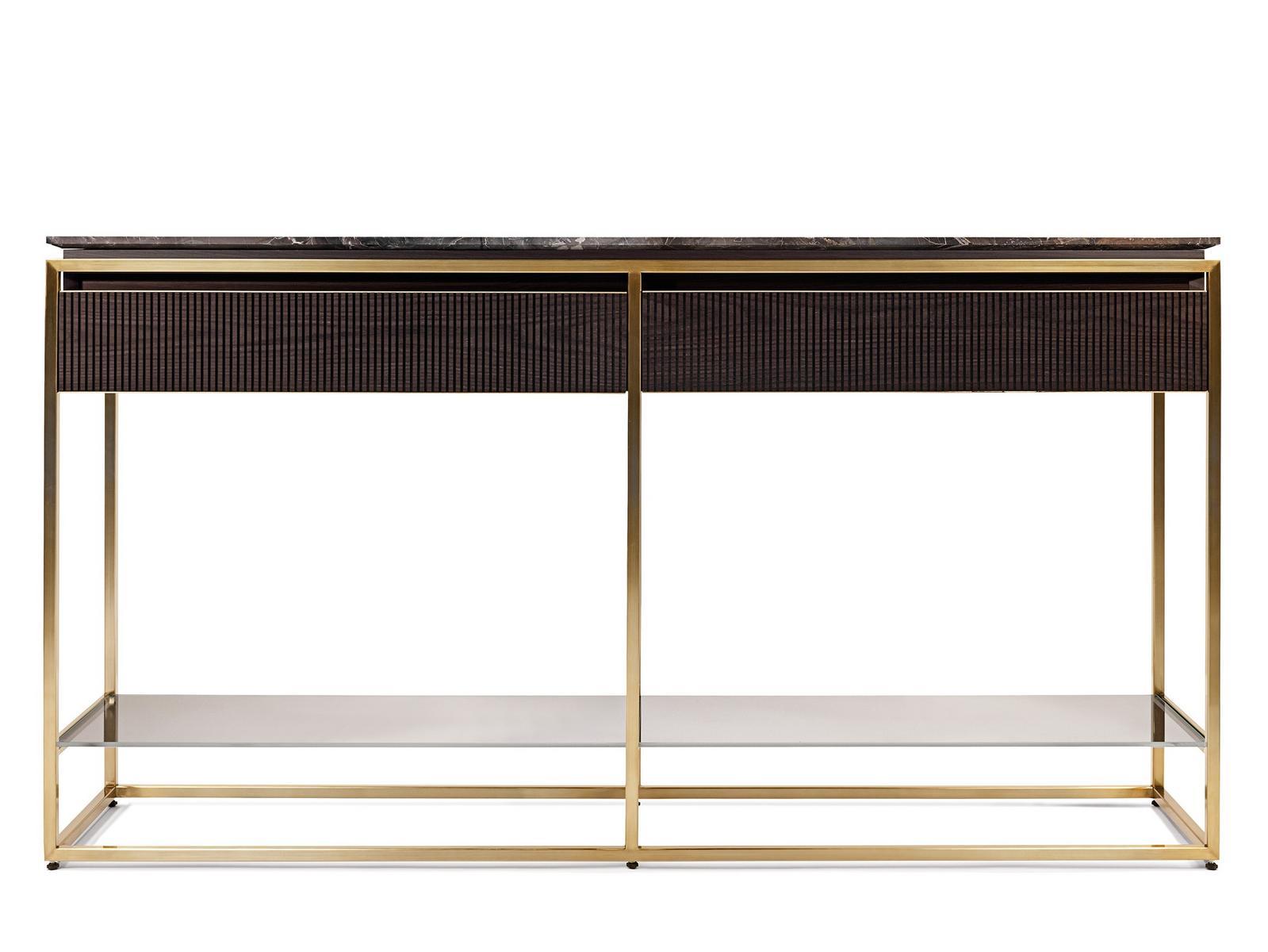 BANNER Rectangular marble console table with drawers
