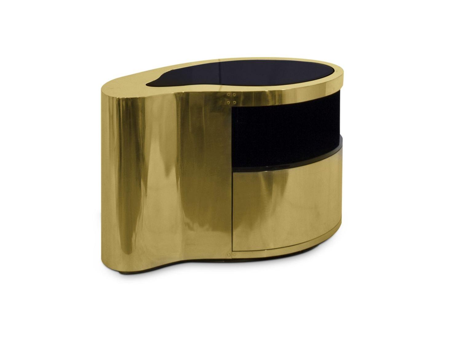 WAVE Copper bedside table with drawers