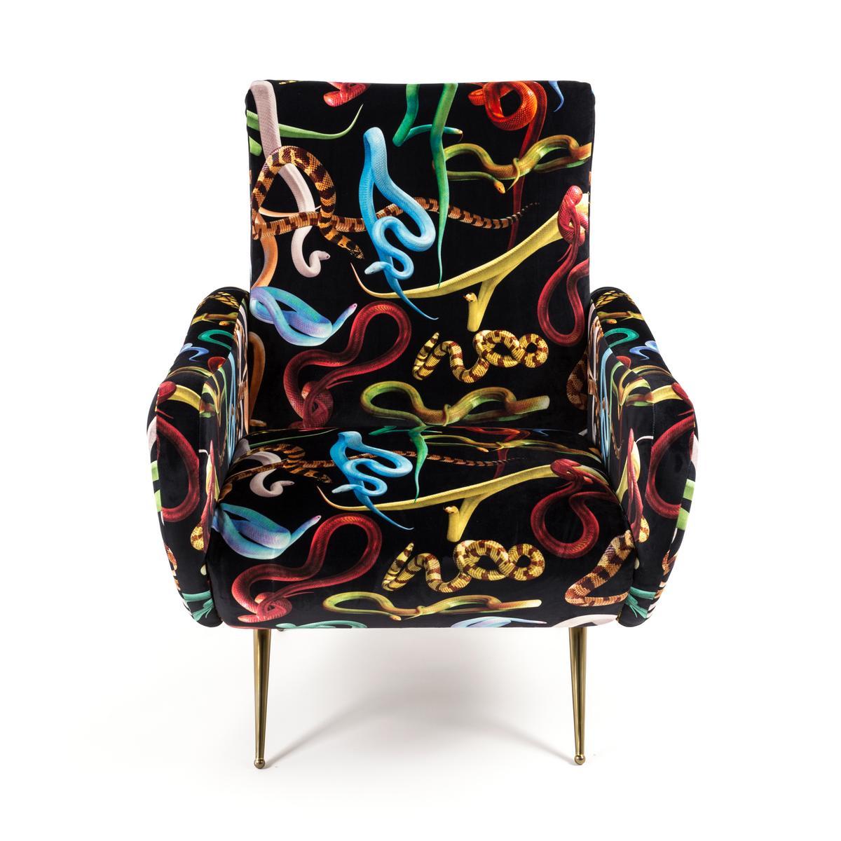 SNAKES Fabric armchair with armrests
