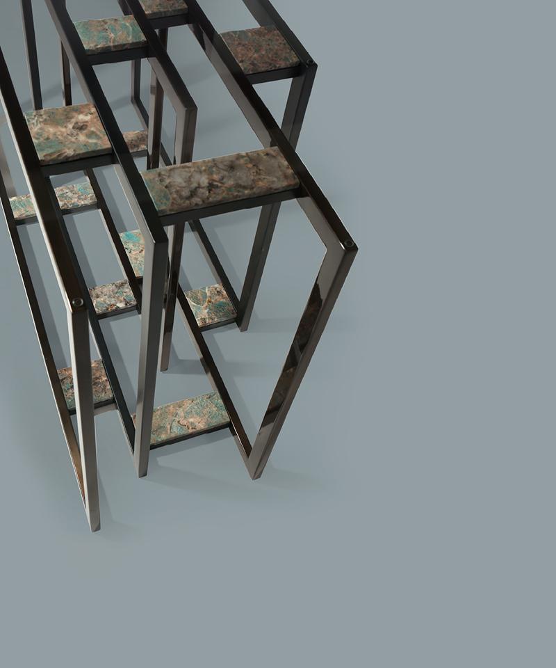 DORIAN Glass table with metal base