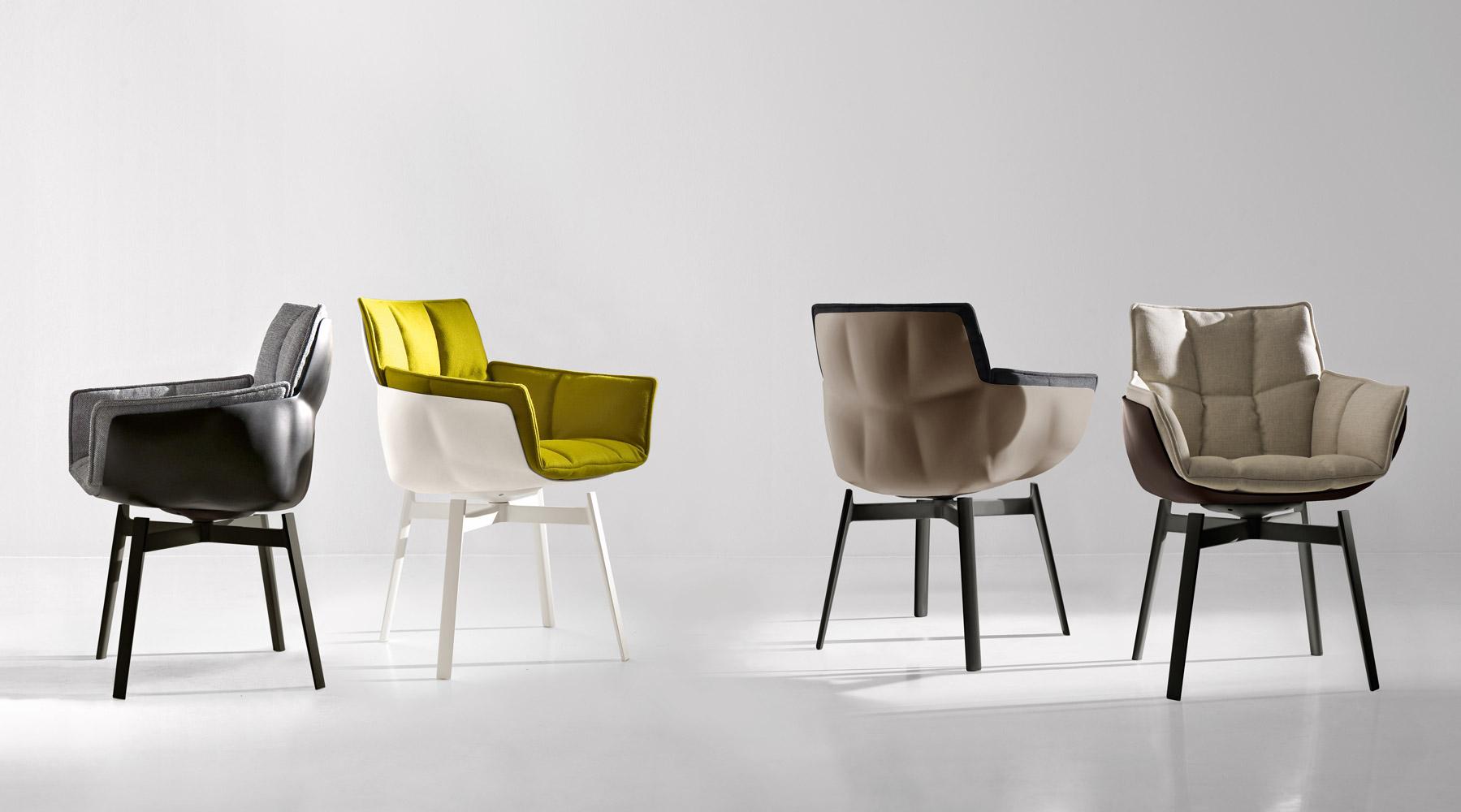 HUSK Leather chair with armrests