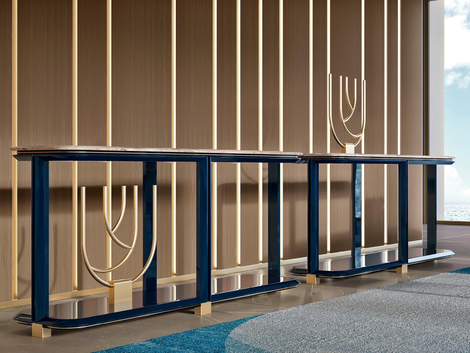 GRACE Rectangular wooden console table with shelving