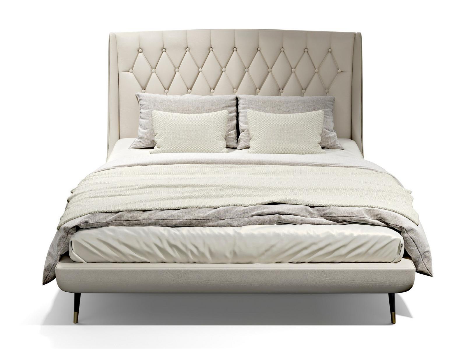 CLAIRE Fabric double bed with tufted headboard