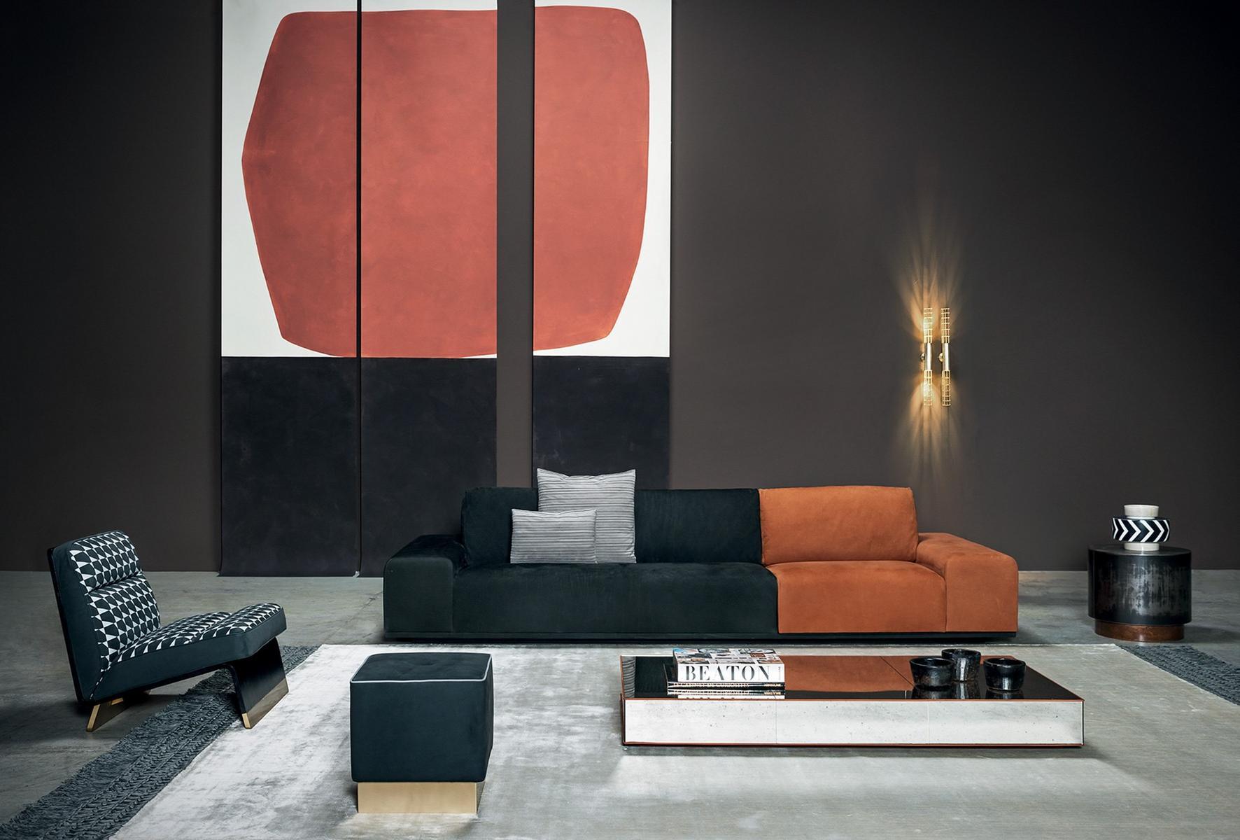 ANAIS Square leather pouf