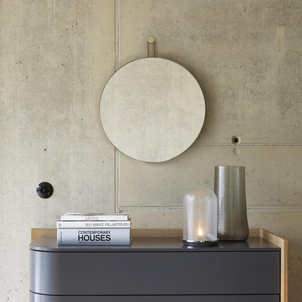 SPERL Round framed wall-mounted glass and steel mirror