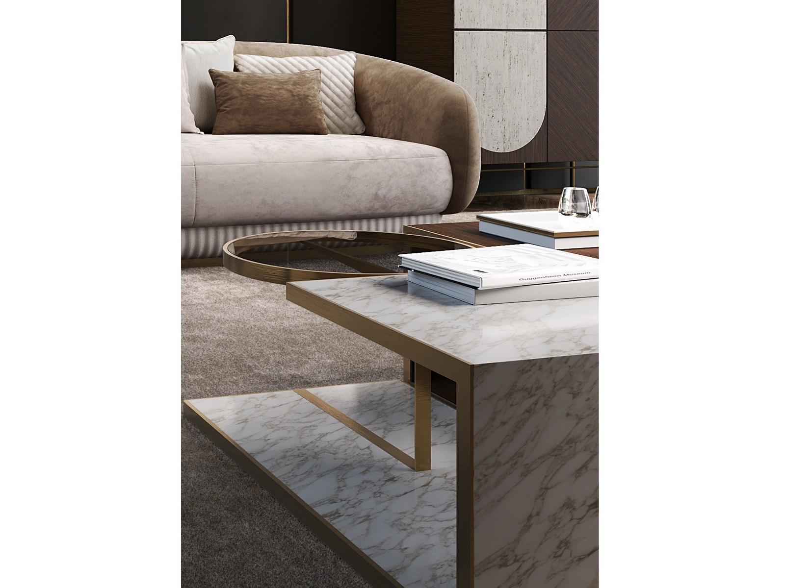 ALFRED M Marble coffee table with glass insert