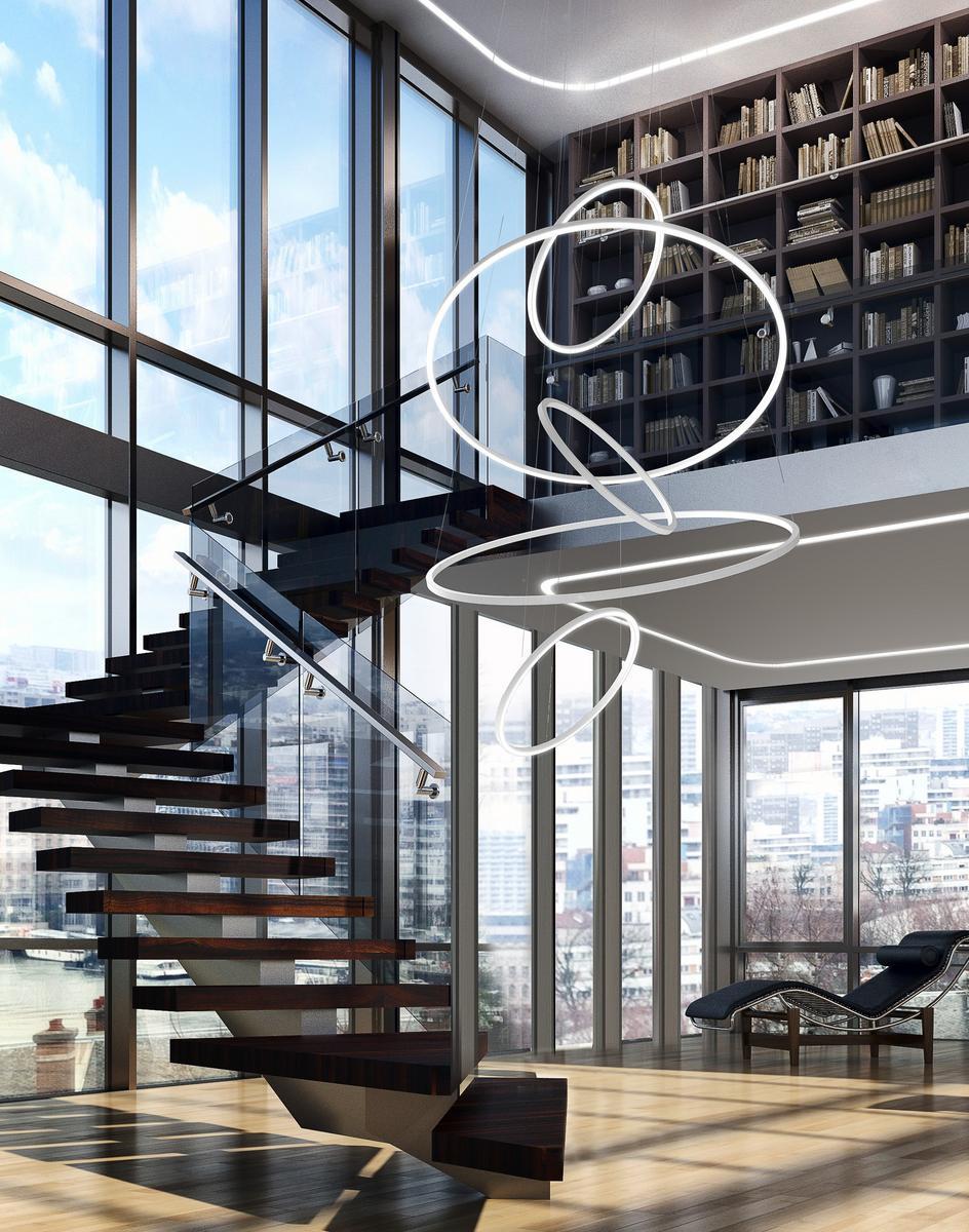 BROOKLYN ROUND LED extruded aluminium pendant lamp