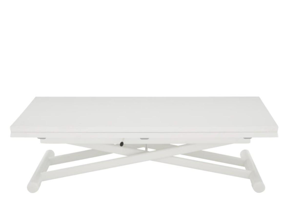 BRUNCH Height-adjustable low rectangular steel and wood coffee table