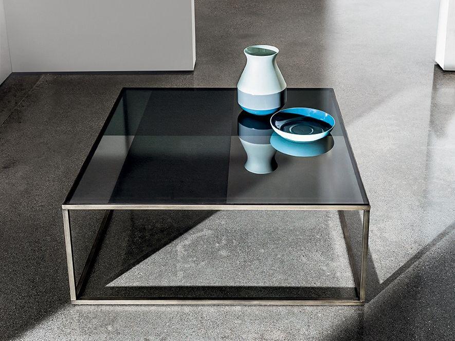 QUADRO Low square glass coffee table
