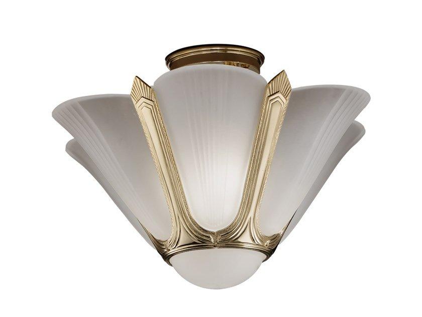 LADY 1911/3SF Antique Brass semi flush with white glass